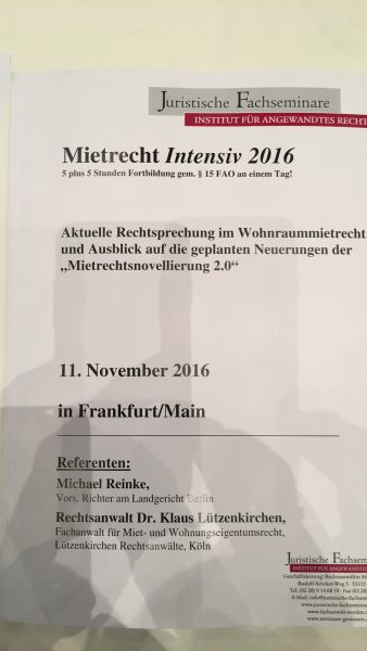 Fortbildung im Mietrecht